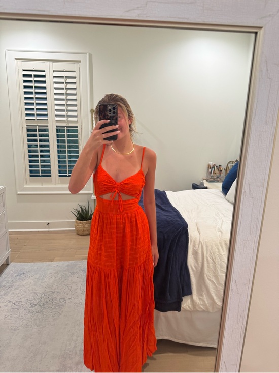 l*space Dresses & Skirts - l*space zuri Orange Ruched Tie-Front Maxi Dress